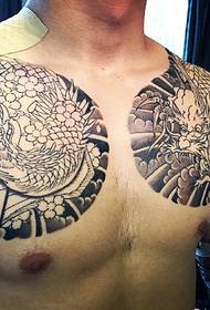 Dubbel svart halvsvart aska dragon tatuering mönster är mycket stilig