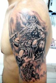 Axelbrun nordisk gud Odin tatueringsmönster