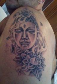 Driegħ l-avatar tal-Buddha bil-mudell tat-tatwaġġ tal-lotus