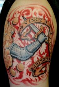 Modello di tatuaggio a baionetta braccio colorato alfabeto inglese