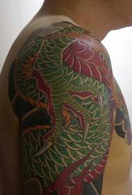Traditional half-colored dragon dragon tattoo pattern