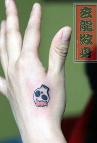 Girl's hand back cute totem skull tattoo pattern