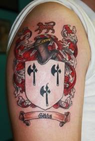 Uzorak tetovaže porodične značke velike crne i crvene boje