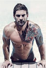 Big man personality handsome half armor tattoo