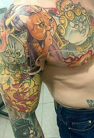 Colorful half armor animal head tattoo picture