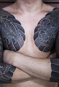 Super mocný dominantní dvojitý polokoule tetování vzor