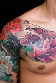 Modelli di tatuaggi di fiori di mezzo taccu culurite
