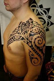 Stylish personality totem half armor tattoo