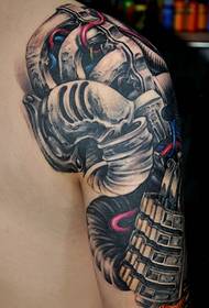 Neeg kho tshuab ib nrab armor tattoo txawv tag nrho ntawm masculine