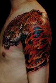 Половина картини татуювання тигра шаль