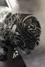 80 men's black and white half armor tattoo pictures