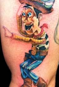 Acuarelă pictat model de tatuaj de desene animate erou cowboy