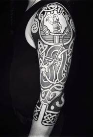 Stor arm keltisk stil svart olika knop och dragon tatuering mönster