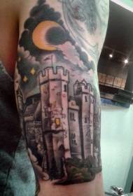 Arm dream castle moon tattoo pattern