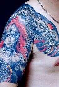 Armúr leath-armúrtha clasaiceach Zhao Yun tattoo