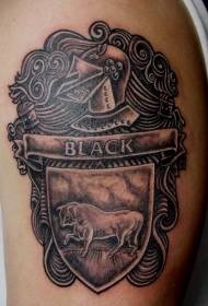 Big arm bull totem badge tattoo pattern