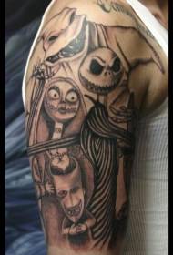 Un tatuu realistu negru è biancu di mudellu di tatuaggi di fantasma