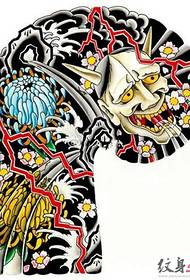 Compilazione del materiale manoscritto per tatuaggio a mezza armatura di colore (2)
