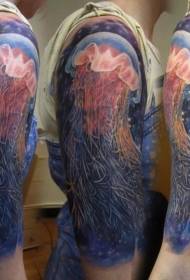 Modello di tatuaggio realistico di meduse color spalla