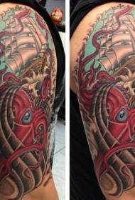 Big arm evil squid sailing tattoo pattern