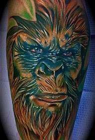 Užsienio rankos spalvos orangutano tatuiruotės modelio paveikslėlis