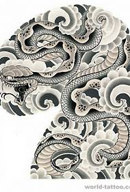 Old traditional tattoo, Japanese semi-python, moiré, manuscript pattern display