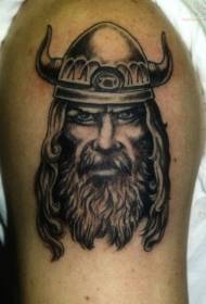 Modello tatuaggio ritratto guerriero vichingo grigio scuro