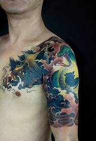 Handsome half-piece tattoo with constellation and prajna