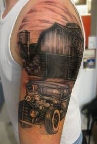Диван узорак великог аутомобила и кућа за тетоваже