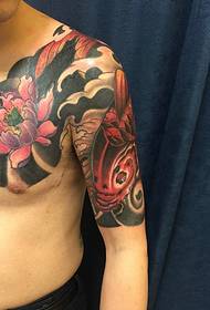 Half-a tattoo picture of squid and lotus
