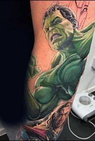 Kómískur stíll armleggsins lit í húðflúrinu Thor og Hulk