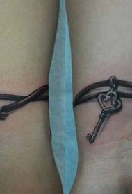 Girl arm key bracelet tattoo pattern