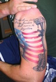 Lengan pola bendera Amerika peringatan tato