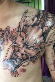 Super handsome and invincible half armor dragon tattoo pattern