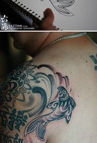 Japanese and wind point squid flag tattoo pattern