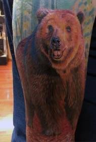 Very realistic color bear tattoo pattern with arms