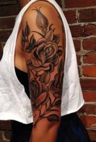 Aarm schwaarz groer rose rose Tattoo Muster