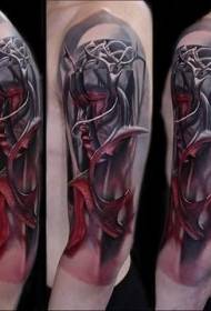 Modello di tatuaggio colorato misteriosa donna con stile moderno spalla