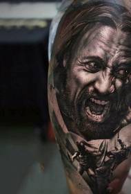 Nagy kar reális spártai harcos portré tetoválás minta