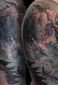 Modello di tatuaggio del mostro marino del mondo fantastico del braccio grande
