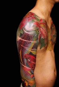 Patrón de tatuaje de calamar de doble cara brillante con ojos brillantes