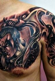 Cool Erlang God Half Armor Tattoo