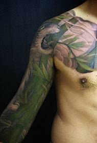 Handsome alternative color half armor tattoo