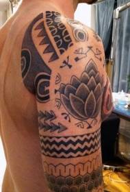 Modello di tatuaggio totem di loto nero stile tribale braccio