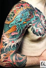 Imodeli yokulawula i-dragon half half arm tattoo