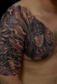 Ang personalidad nga tradisyonal nga katunga nga armadura nga tattoo nga Zhao Yun