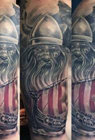 Barkada nga kolor viking nga manggugubat nga adunay sumbanan sa tattoo sa barko