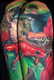 Dath ghualainn patrún tattoo frog réalaíoch
