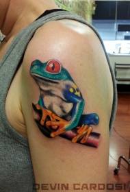 Большая реалистичная татуировка лягушки