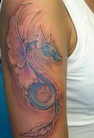 Arm cute na asul na dragon tattoo pattern